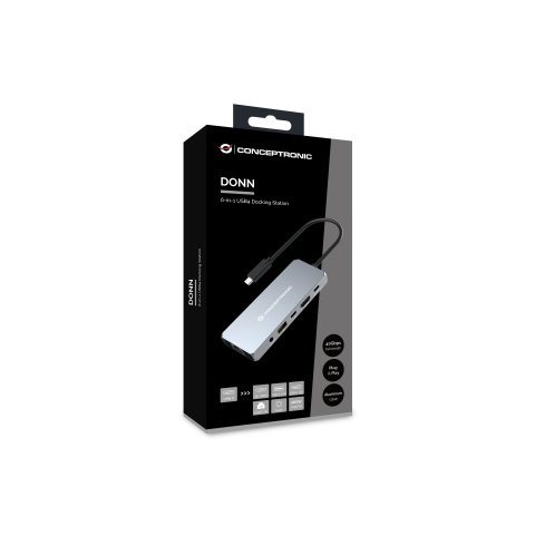 Docking Usb-c Conceptronic Donn22g 6-in-1 Usb4 Docking Station, 40gbps, 8k 60hz Hdmi, 2.5gbe Lan, Usb-a 10gbps, Usb-c 10gbps,