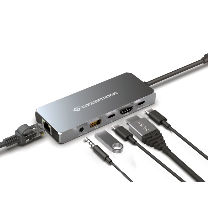 Docking Usb-c Conceptronic Donn22g 6-in-1 Usb4 Docking Station, 40gbps, 8k 60hz Hdmi, 2.5gbe Lan, Usb-a 10gbps, Usb-c 10gbps,