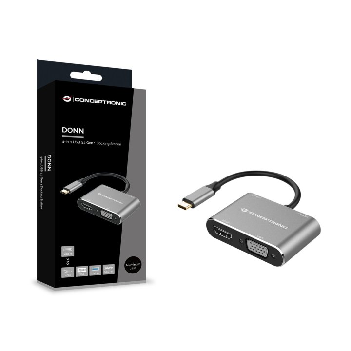 Docking Usb-c Conceptronic Donn016 1xhdmi 4k 1xvga 1xusb-c Pd 100w