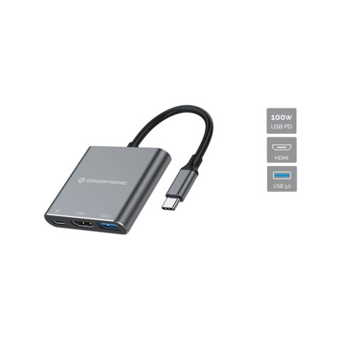Docking Usb-c Conceptronic Donn018 1xhdmi 1xusb-a 3.0 1xusb-c Pd 100w