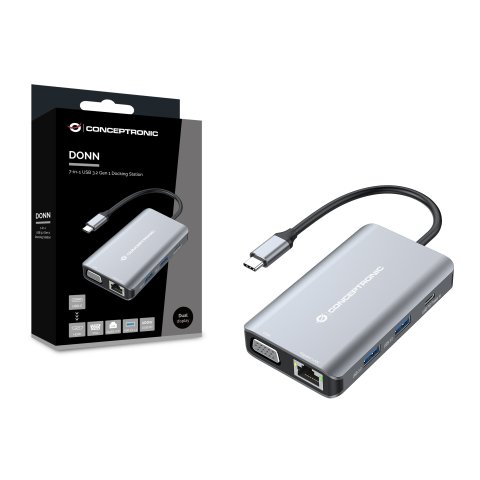 Docking Usb-c Conceptronic Donn21g Hdmi Vga Usb 3.0 Lan Gigabit Usb-c Carga 100w