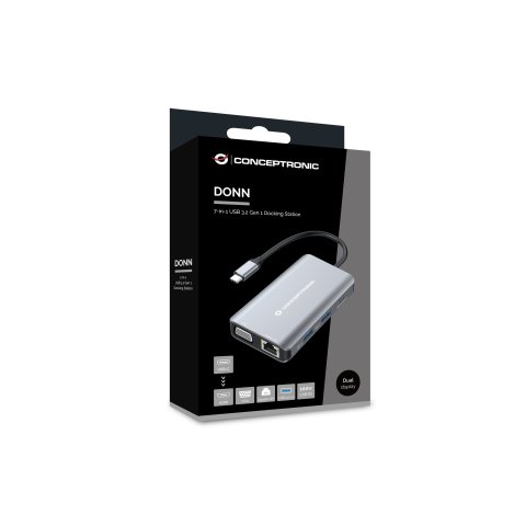 Docking Usb-c Conceptronic Donn21g Hdmi Vga Usb 3.0 Lan Gigabit Usb-c Carga 100w