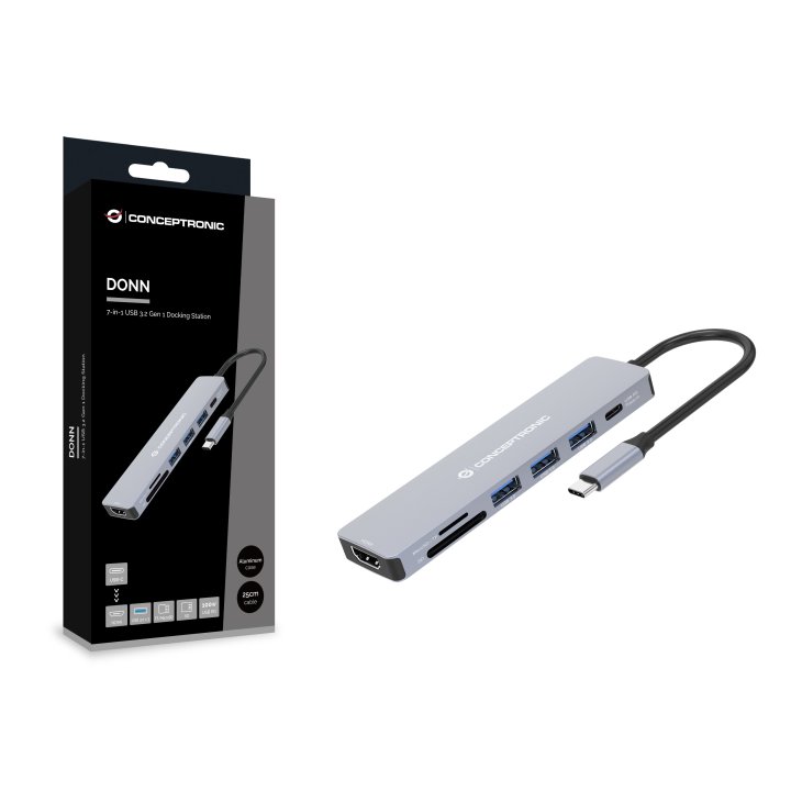 Docking Usb-c Conceptronic Donn19g 1xhdmi 3xusb-a 3.0 1xusb-c Pd 100w 1xlector Sd microsd