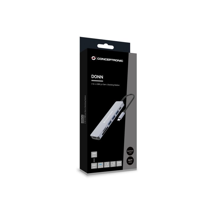 Docking Usb-c Conceptronic Donn19g 1xhdmi 3xusb-a 3.0 1xusb-c Pd 100w 1xlector Sd microsd