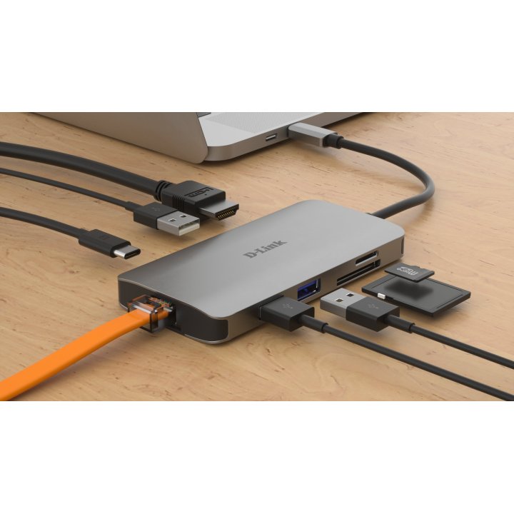 Docking Usb-c D-link Dub-m810 A 1xhdmi 4k 1xusb-c Pd 100w Thunderbolt 3 3xusb-a 3.0 1xgb Rj45 1xlector De Tarjetas