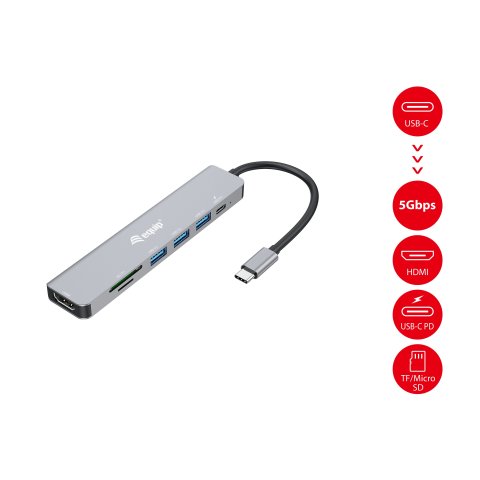 Docking Usb-c Equip 133494 A 1xhdmi 4k 3xusb-a 3.2 5gbps 1xlector De Tarjetas 1xusb-c Pd 100w