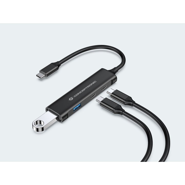 Hub Usb 3.0 Conceptronic Hubbies12b 4 Puertos Usb 3.2 2 Puertos Usb-c 2 Puertod Usb-a Color Negro Carcasa De Aluminio
