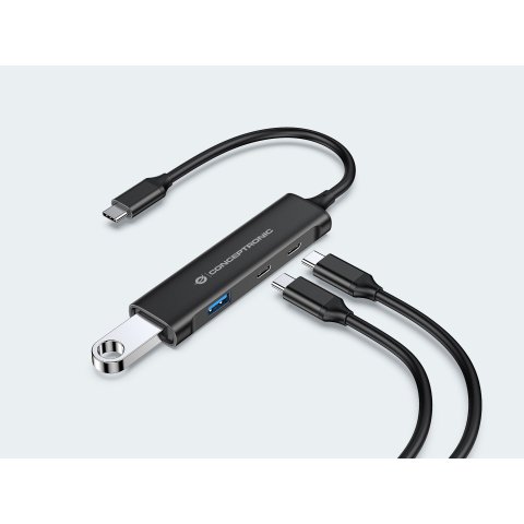 Hub Usb 3.0 Conceptronic Hubbies12b 4 Puertos Usb 3.2 2 Puertos Usb-c 2 Puertod Usb-a Color Negro Carcasa De Aluminio