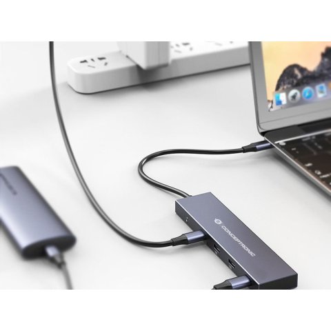 Hub Usb 3.2 Conceptronic Hubbies14g 4 Puertos Usb-c 10gbps 100w Pd Carcasa De Aluminio