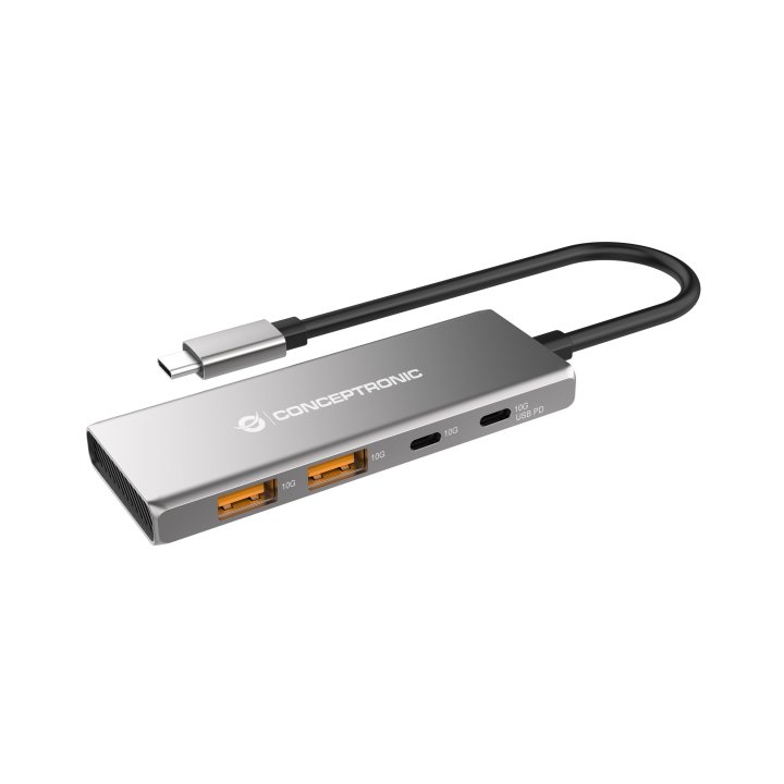 Hub Usb 3.2 Conceptronic Hubbies15g 4-port Usb 3.2 Gen 2 Hub, 10gbps, Usb-c X 2, Usb-a X 2, 100w Usb Pd, Aluminum Case