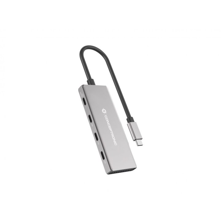Hub Usb 3.2 Conceptronic Hubbies16g 4-port Usb 3.2 Gen 2 Hub, 10gbps, Usb-c X 4, 100w Usb Pd, Aluminum Case