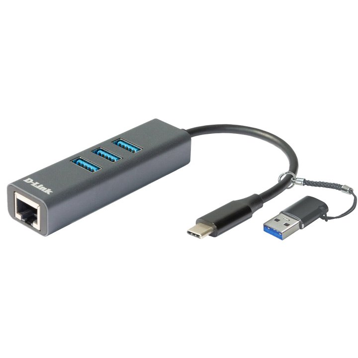 Hub Usb C D-link A 3 Puertos Usb3.0 + 1 Rj-45 Incluye Adaptador Usb Type-c usb Type-a