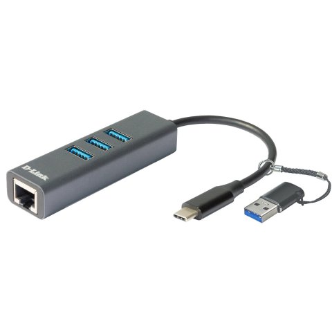 Hub Usb C D-link A 3 Puertos Usb3.0 + 1 Rj-45 Incluye Adaptador Usb Type-c usb Type-a