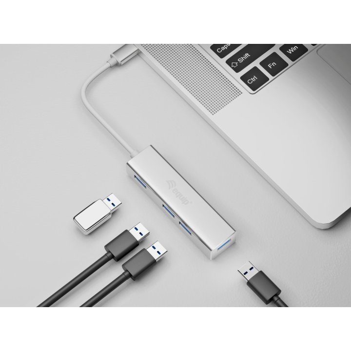 Hub Usb-c 3.1 Equip Life 4 Puertos Usb 3.0 Tipo A Carcasa De Aluminio