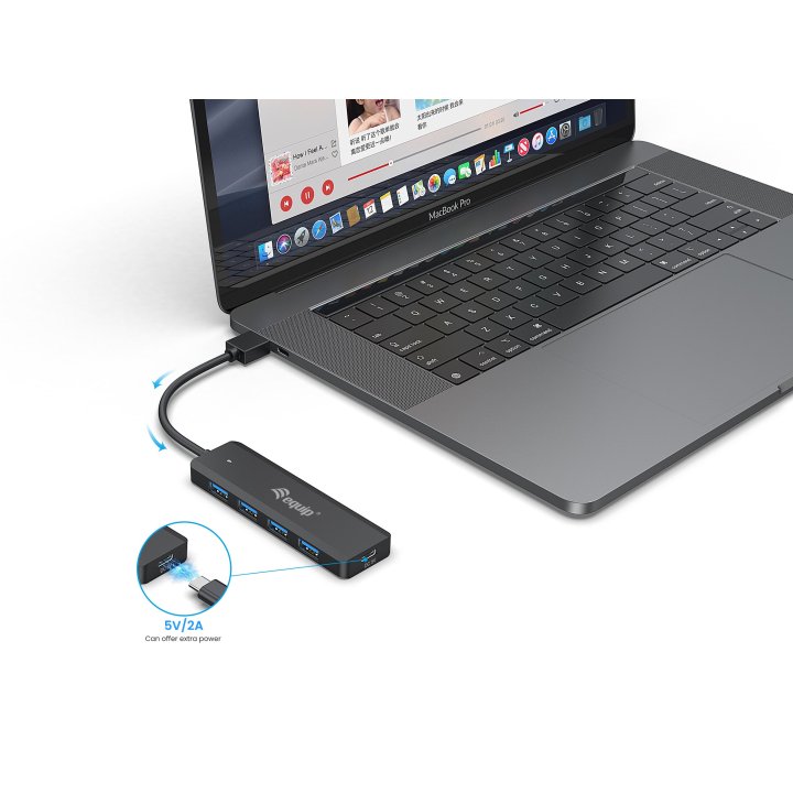 Hub Usb 3.2 Equip Life A 4 Puertos Usb 3.2 Incluye Adaptador Usb-c