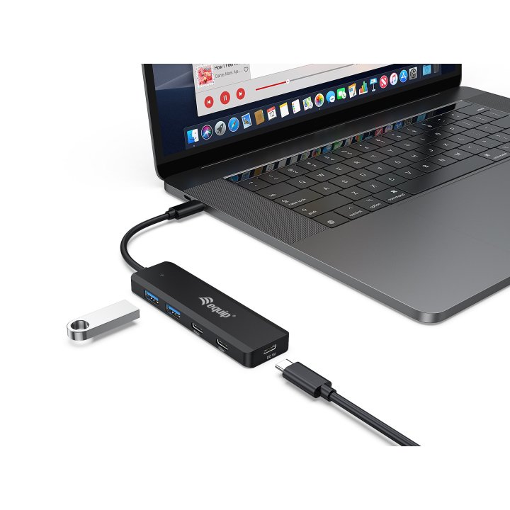 Hub Usb-c Equip Life 128964 4 Puertos 2xusb-a 3.0 2xusb-c 3.2 Compatible Con Thunderbolt 3 4 1xusb-c 5v 2a
