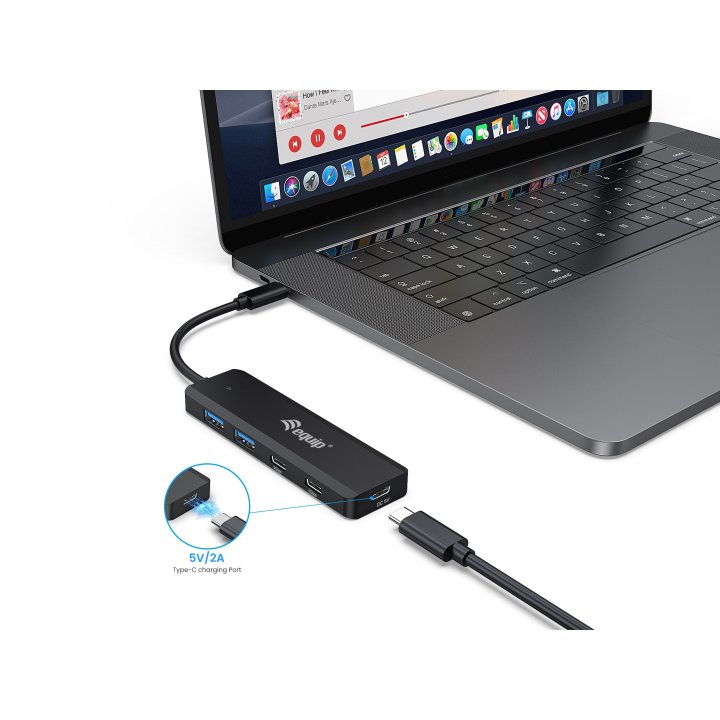 Hub Usb-c Equip Life 128964 4 Puertos 2xusb-a 3.0 2xusb-c 3.2 Compatible Con Thunderbolt 3 4 1xusb-c 5v 2a