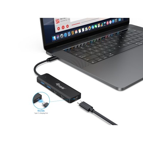 Hub Usb-c Equip Life 128964 4 Puertos 2xusb-a 3.0 2xusb-c 3.2 Compatible Con Thunderbolt 3 4 1xusb-c 5v 2a