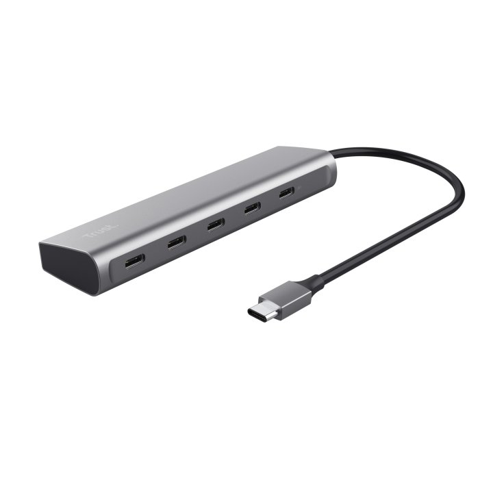 Hub Usb-c Trust Halyx 25136 Aluminio Usb-c A 4 Puertos Usb-c Y 1 Usb-c Pass-through De 100w 25136