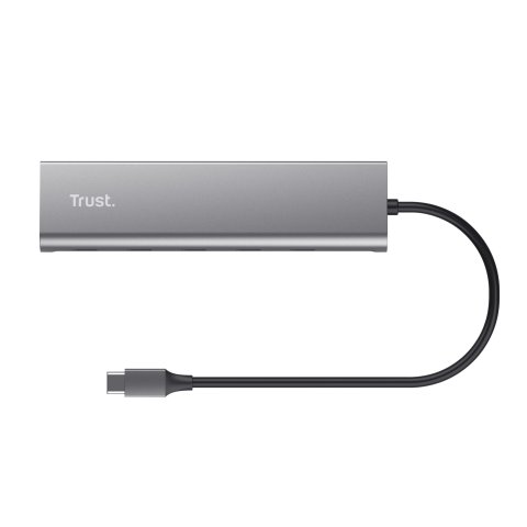Hub Usb-c Trust Halyx 25136 Aluminio Usb-c A 4 Puertos Usb-c Y 1 Usb-c Pass-through De 100w 25136