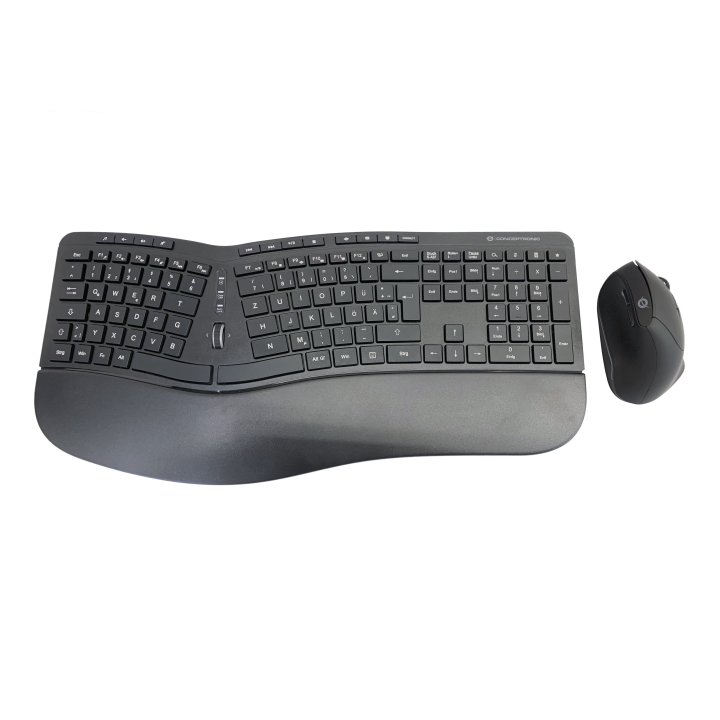 Pack Teclado Y Mouse Wireless Ergonomico Conceptronic Orazio02 Aleman
