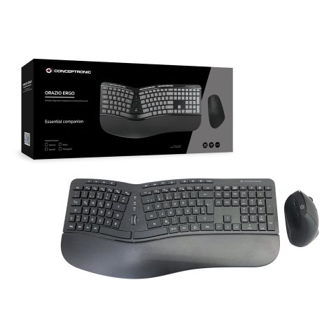Pack Teclado Y Mouse Wireless Ergonomico Conceptronic Orazio02 Aleman