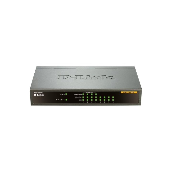 Switch No Gestionable D-link Des-1008pa 8p Ethernet Con 4p Poe (52w) Sobremesa No Rack