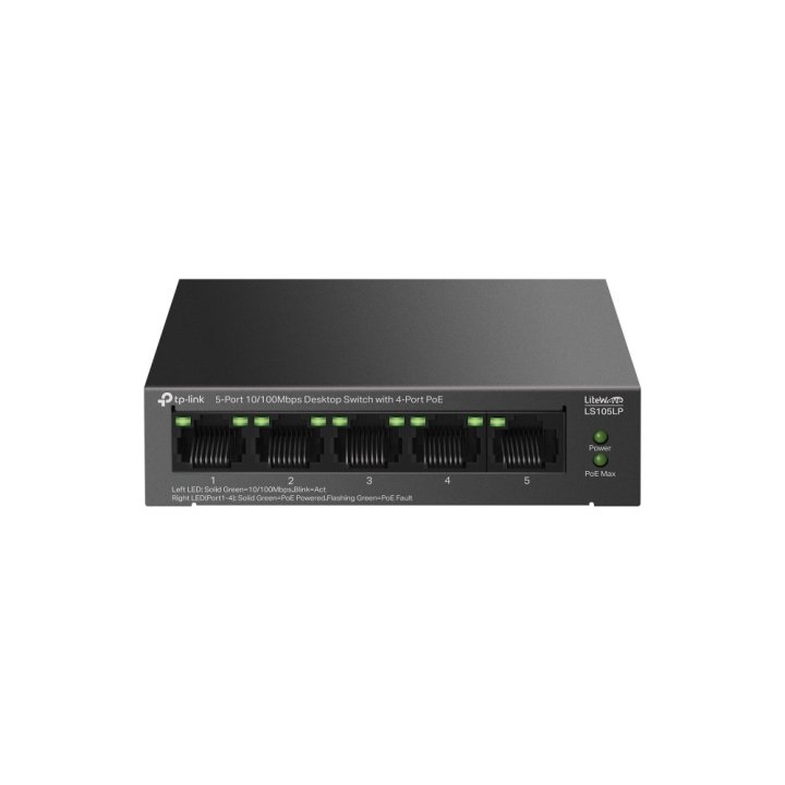 Switch No Gestionable Tp-link Ls105lp Litewave 5p 10 100 4p Poe+ Sobremesa Carcasa Metal No Rack