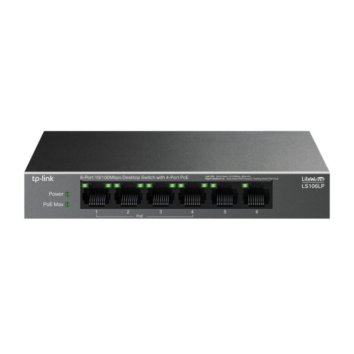 Switch No Gestionable Tp-link Ls106lp Litewave 6p 10 100 4p Poe+ Sobremesa Carcasa Metal No Rack