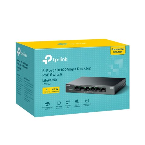 Switch No Gestionable Tp-link Ls106lp Litewave 6p 10 100 4p Poe+ Sobremesa Carcasa Metal No Rack