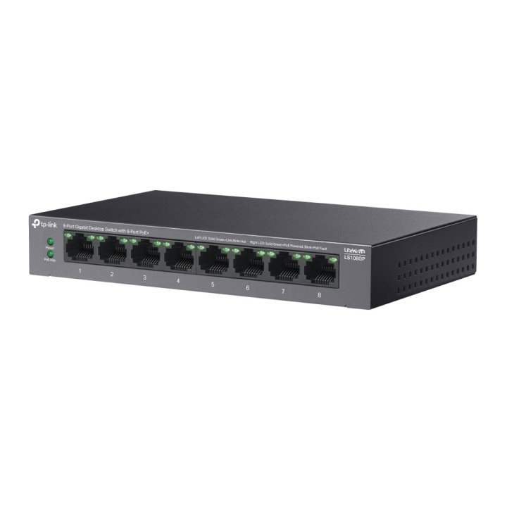 Switch No Gestionable Tp-link Ls108gp Litewave 8p Giga Sobremesa Carcas De Metal 8p Poe+