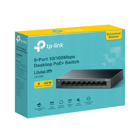 Switch No Gestionable Tp-link Ls109p Litewave 8p 10 100 Poe+ Sobremesa Carcasa Metal No Rack