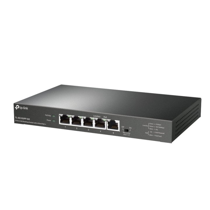 Switch No Gestionable Tp-link Tl-sg105pp-m2 5p 2.5g Con Poe++ De 4p Admite 60w Por Puerto Max 123w