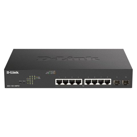 Switch Semigestionable D-link Dgs-1100-10mpv2 e 8p Giga Poe (130w) + 2p Giga Combo Rack