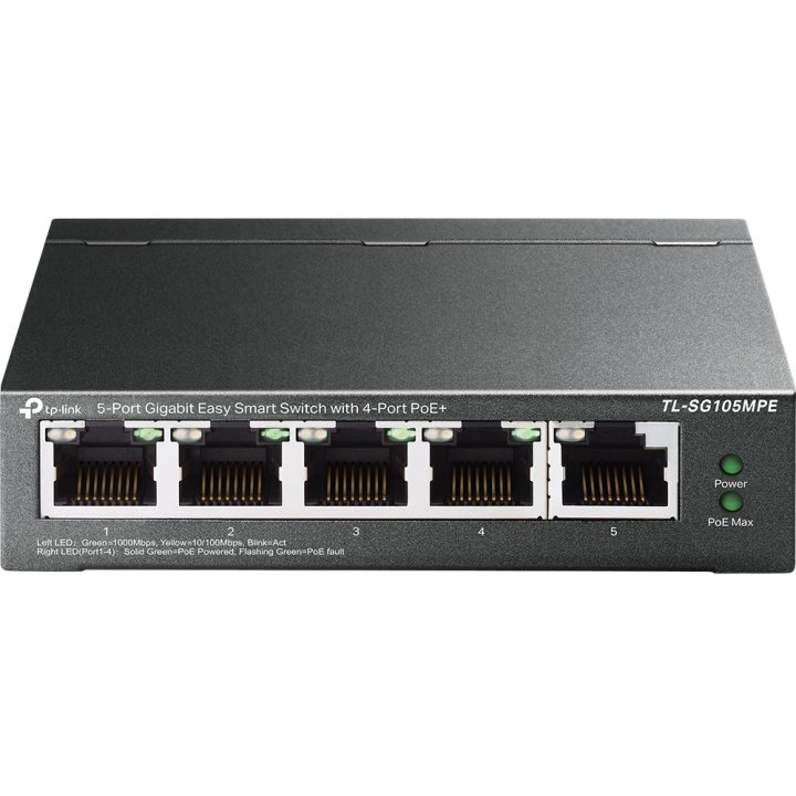 Switch Semigestionables Poe+ Tp-link Sg105mpe 5p Gigabit 4p Poe+ Total Poe+ 120w Carcasa Metalica