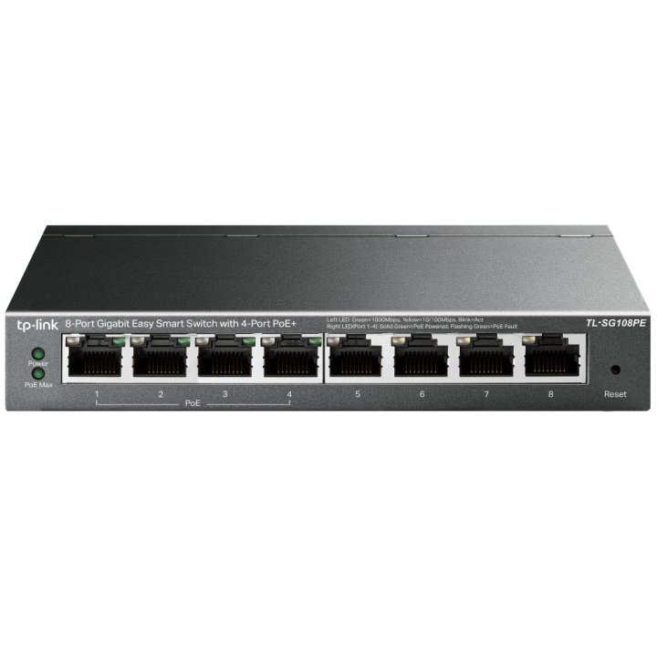 Switch Semigestionable Tp-link Sg108pe 8p Giga Alimentacion Poe 55w Carcasa Metalica