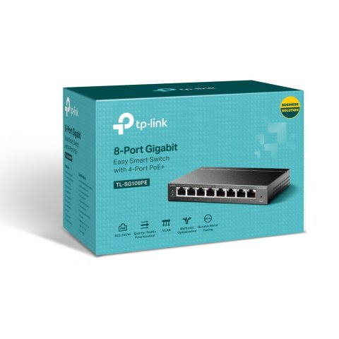 Switch Semigestionable Tp-link Sg108pe 8p Giga Alimentacion Poe 55w Carcasa Metalica