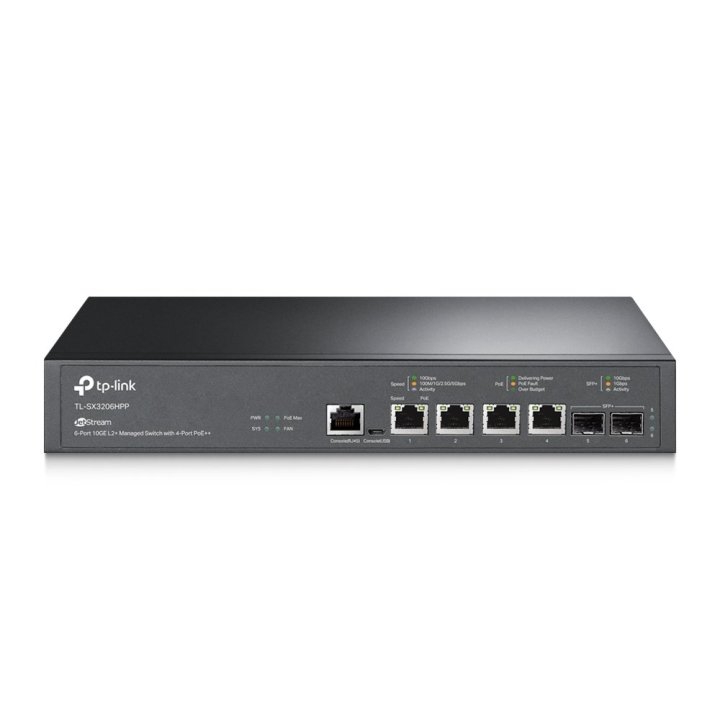 Switch Gestionable L2+ Tp-link Tl-sx3206hpp 4p 10ge Poe++ 200w 2p Sfp+ 10gbps