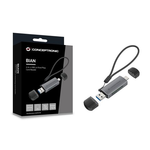 Card Reader Externo Concentronic Bian05g Usb-c Y Usb-a Compatible Con Sd, Sdhc, Sdxc, Micro Sd t-flash, Micro Sdhc, Micro Sdx