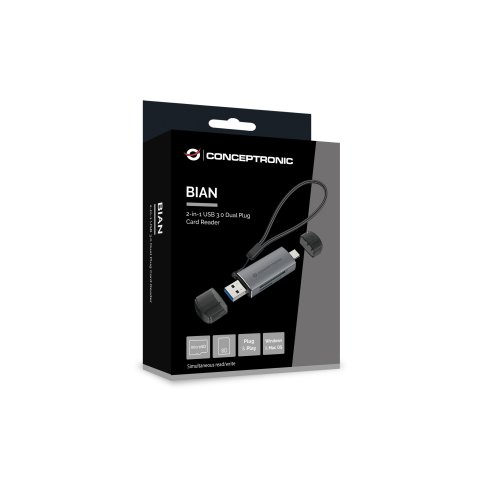 Card Reader Externo Concentronic Bian05g Usb-c Y Usb-a Compatible Con Sd, Sdhc, Sdxc, Micro Sd t-flash, Micro Sdhc, Micro Sdx