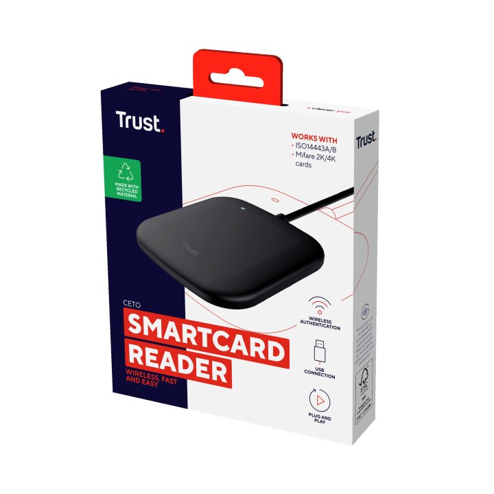 Lector De Tarjetas Externo Dni Contactless Trust Ceto Compatible Con Dnie 3.0 Usb 2.0 Negro 24736