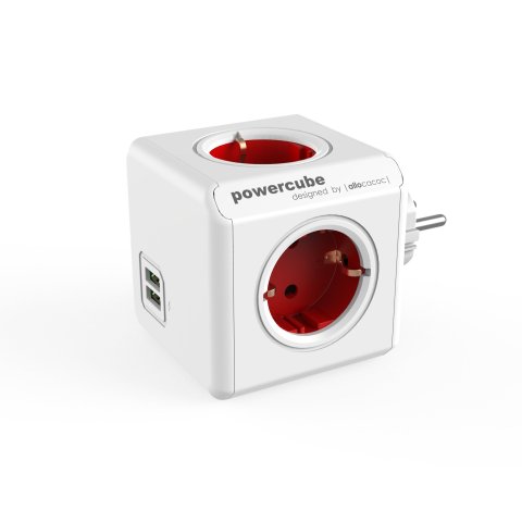Powercube Original  2 Usb 5 Tomas De Corriente.  Regleta Color White red