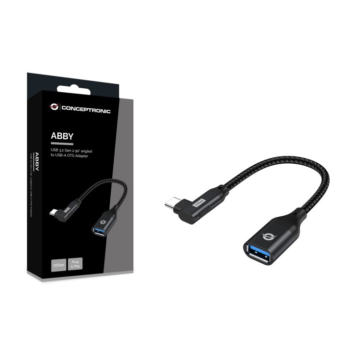 Adaptador Usb-c Conceptronic Abby19b A 1xusb-a 3.2 10 Gbps Hembra Otg Angulo De 90º