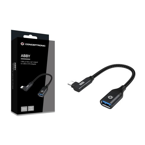 Adaptador Usb-c Conceptronic Abby19b A 1xusb-a 3.2 10 Gbps Hembra Otg Angulo De 90º