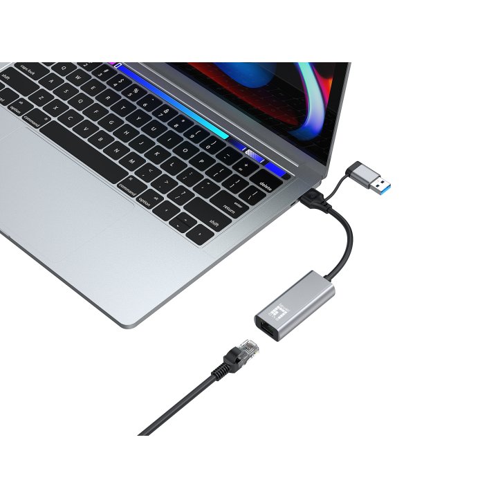 Adaptador Usb-c Level One Usb-0423 A Rj45 1x2.5 Gigabit Con Adaptador A Usb-a
