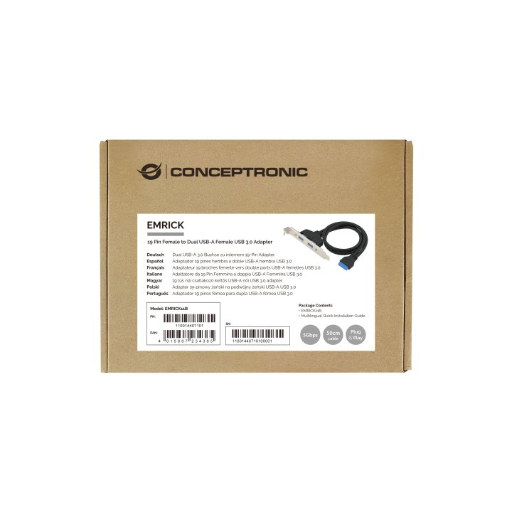 Adaptador Usb 3.0 Placa Base Conceptronic Emrick11b 19 Pins Hembra A Dos Usb-a Hembra
