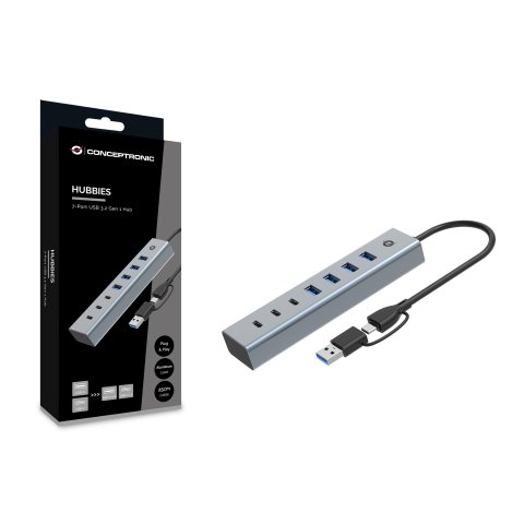 Hub Usb 3.0 Conceptronic Hubbies20g 7 Puertos Usb-c A 3xusb-c 4xusb-a
