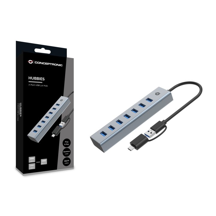 Hub Usb 3.0 Conceptronic Hubbies21g 7 Puertos  Usb-c A  7xusb-a