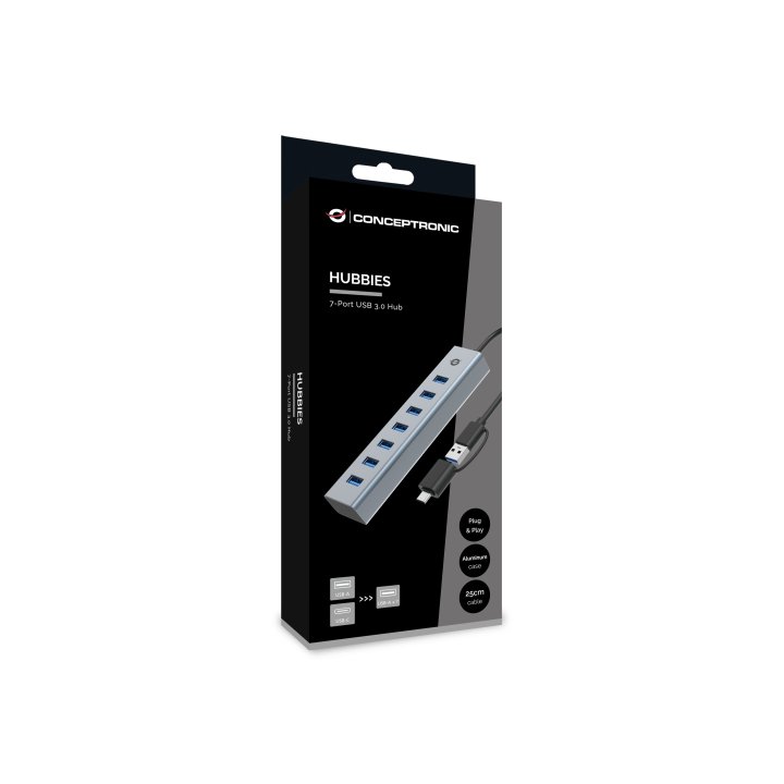Hub Usb 3.0 Conceptronic Hubbies21g 7 Puertos  Usb-c A  7xusb-a