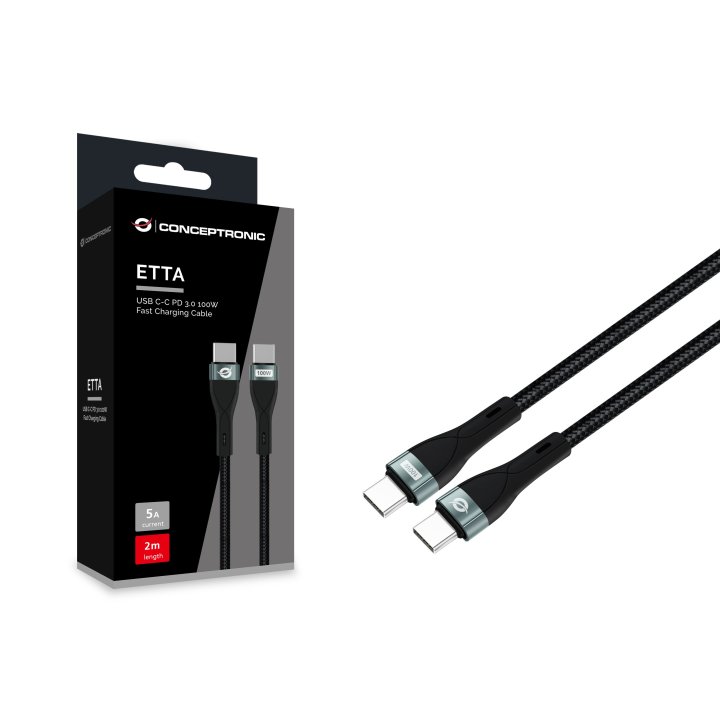 Cable Usb-c Macho A Usb-c Macho 2m Conceptronic Pd 3.0 100w 20v 5a 480mbps E-mark 